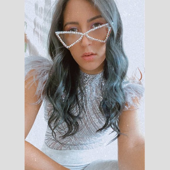 AB Rhinestone Clear Glasses - Picture 2 of 2